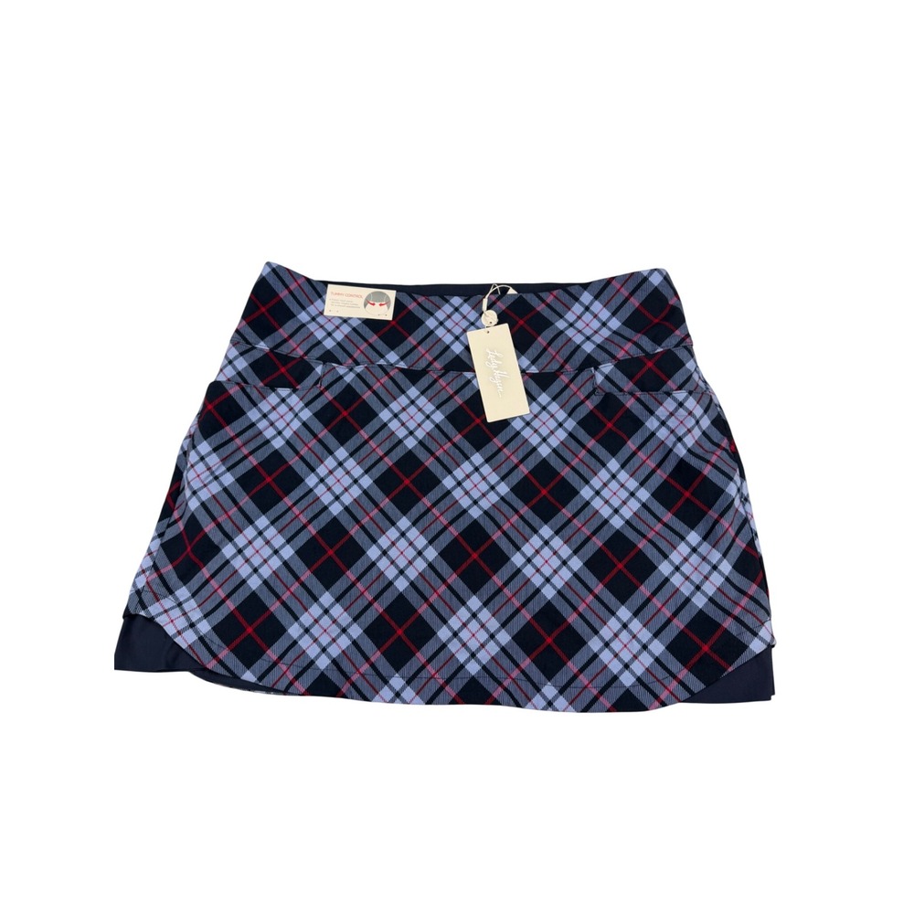 Lady Hagen Periwinkle Passion Plaid Tummy Control Golf Skort XXL MSRP $60